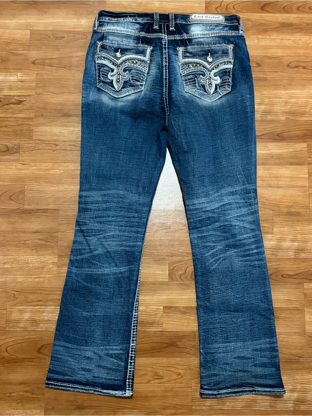 Rock Revival Ultra High Rise Curvy Boot Rima Distressed Jeans Women’s 33 - Picture 9 of 12
